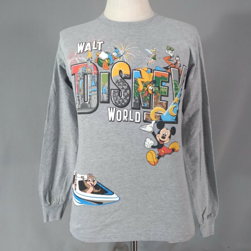 Walt Disney Disneyland jersey shirt adult men's small gray long-sleeve cotton